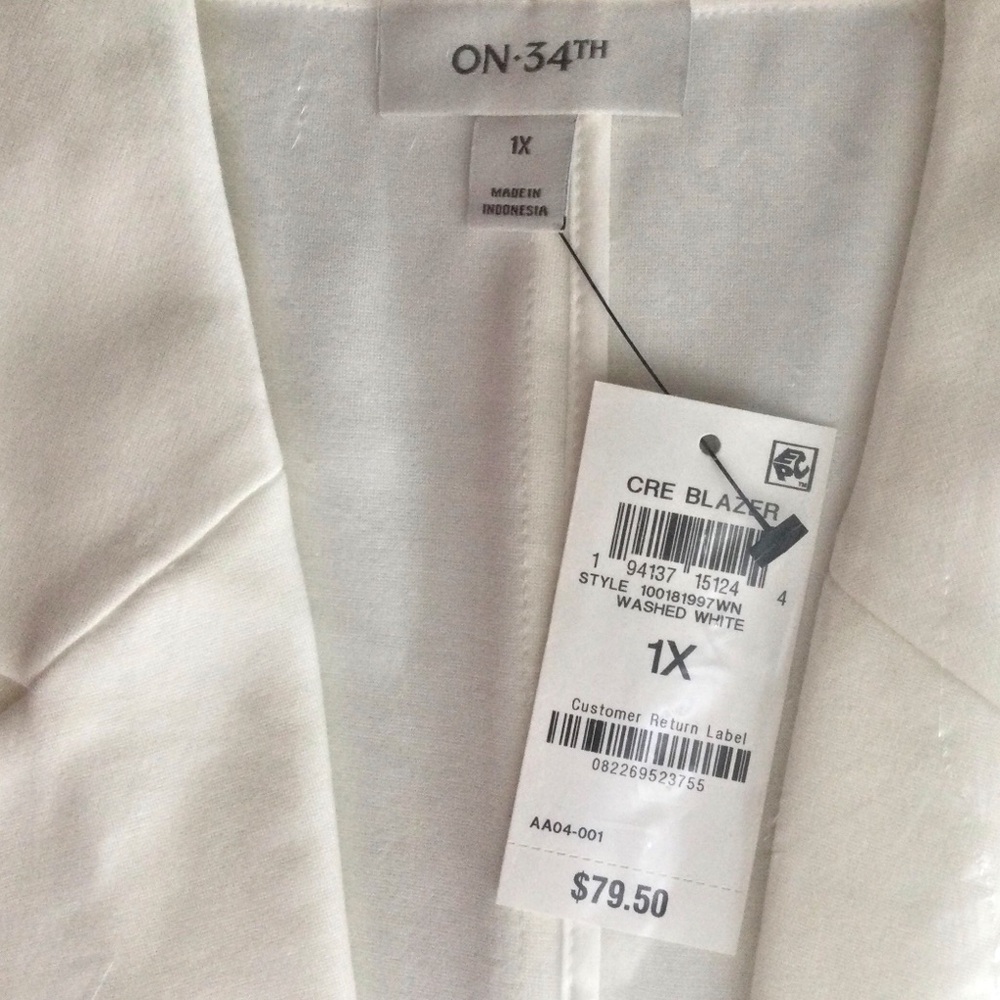 ON 34th Cream Ponte Blazer - One Button - 1X - NWT - Picture 10 of 12
